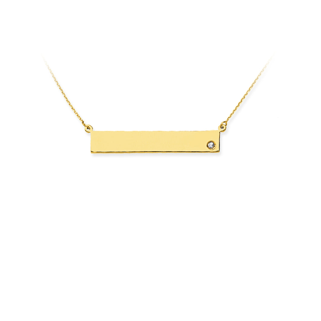 Yellow Gold Bar Diamond Necklace